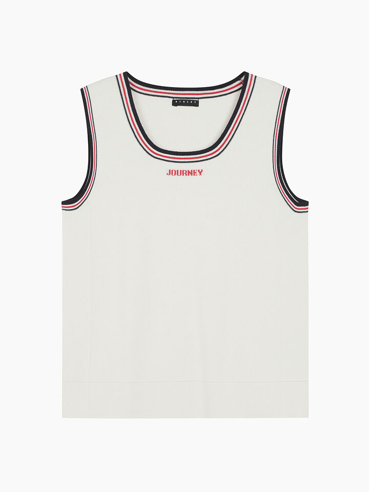 Cream knitted tank top with text - null - Branco Nata | Sisley K image number 2